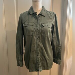 Madewell Button Down Top | Military Green  | X-Small